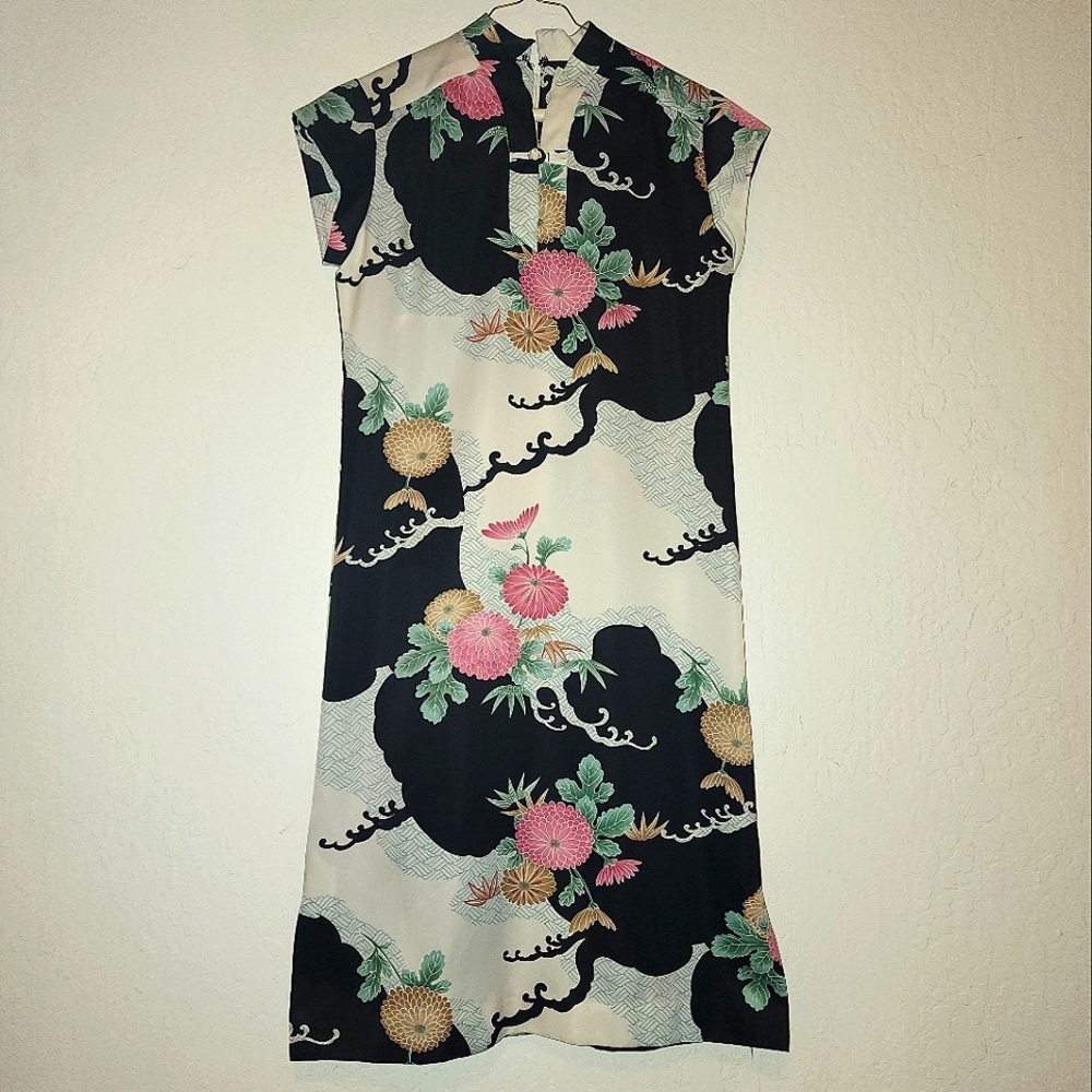 GORGEOUS Vintage Andrade by Polynesian Casuals Hawaii Cheongsam Kimono Dress 6